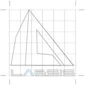 Rascunho original do logotipo da Labsis, desenhado sobre papel quadriculado